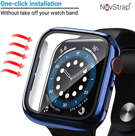 Apple Watch Series 7 41mm Kılıf Ekran ve Kasa Koruyucu 360 Tam Koruma Premium Kapak Sert Pc Metalik