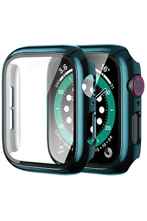 Apple Watch Uyumlu Series 7 41mm Kılıf Ekran ve Kasa Koruyucu 360 Tam Koruma Premium Kapak Sert Pc Metalik 