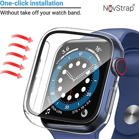 Apple Watch Series 7 45mm Kılıf Ekran ve Kasa Koruyucu 360 Tam Koruma Premium Kapak Sert Pc Metalik