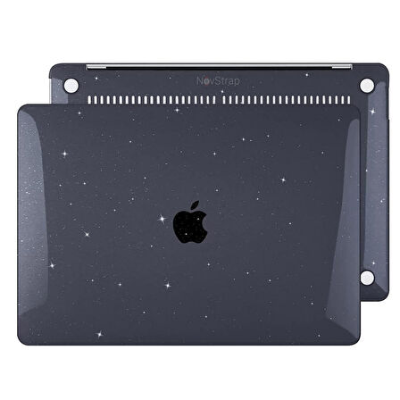 NovStrap Apple MacBook Pro 2021 14 inç M1 Pro/Max Çipli A2442 Uyumlu Parlak Simli Kılıf Sert Glitter