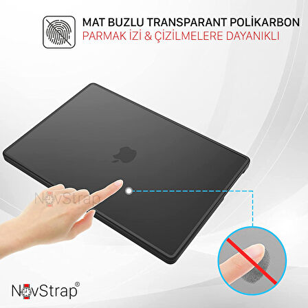 NovStrap Apple Macbook Air 13 inç A1932-A2179 Uyumlu Sert Mat Frosted Kılıf Anti Fingerprint