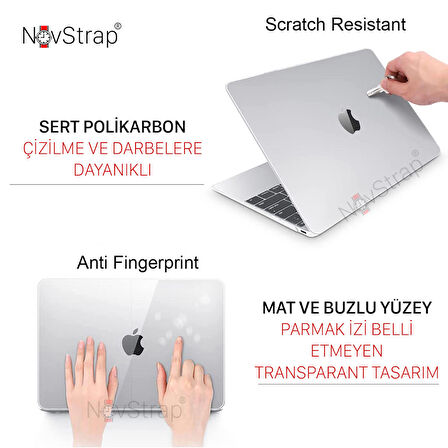 NovStrap Apple Macbook Pro 2020 13 inç A2289-A2251 Uyumlu Sert Mat Frosted Kılıf Anti Fingerprint