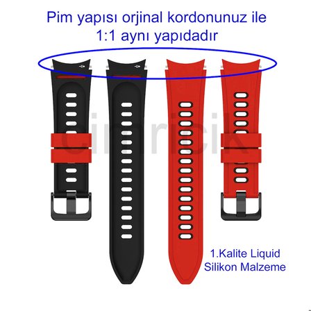 Samsung Galaxy Watch 4 40 42 44 46 mm Uyumlu Kordon Orjinal Pim Tasarımlı Tam Uyumlu Sportive Kordon
