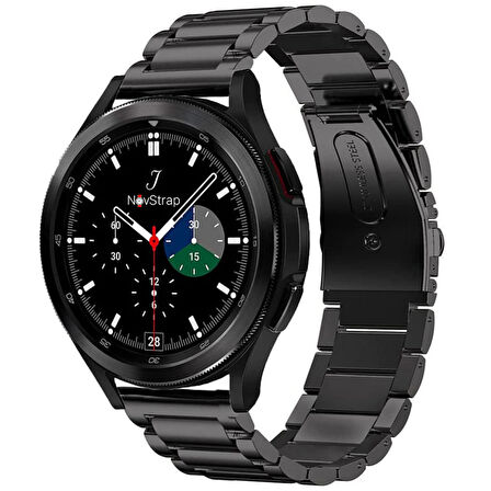 NovStrap Samsung Galaxy Watch 4 Seri 40-42-44-46 Mm Uyumlu Kordon (20 Mm) Çelik Klasik Metal Kordon
