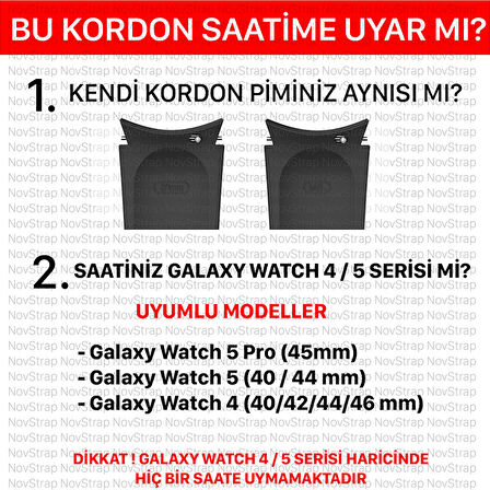 NovStrap Samsung Galaxy Watch 5 Pro 45mm / Watch 5 40mm 44mm Uyumlu Kordon Tam Uyumlu Pimli Silikon