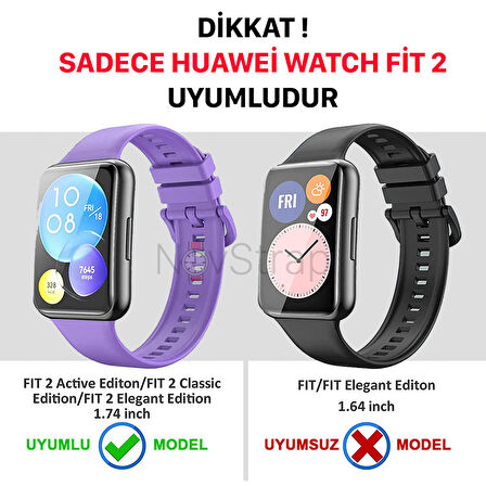 NovStrap Huawei Watch Fit 2 Uyumlu Kordon Tam Uyumlu Pimli Silikon Kordon Kayış