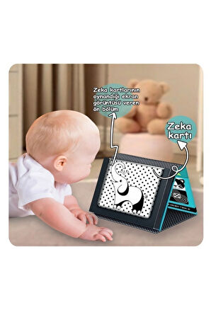 Tummy Time Pedagog Onaylı Aynalı Bebek Zeka Kartları, Karın Üstü Aktivite Oyuncağı 0-12 Ay