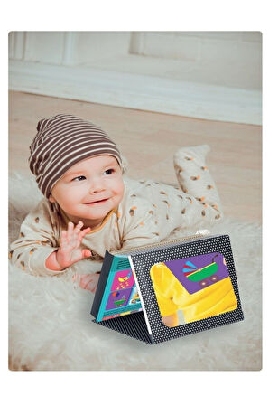 Tummy Time Pedagog Onaylı Aynalı Bebek Zeka Kartları, Karın Üstü Aktivite Oyuncağı 0-12 Ay