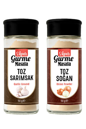 Sarımsak ve Soğan Tozu Seti 2x50 gr – Cam Ambalaj – Tuzluklu Kapak