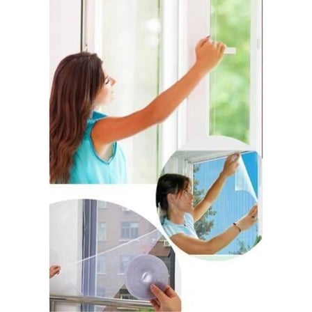 Pratik Cırt Bantlı Pencere Sinekliği 75x125 cm Deliksiz Montaj Tek Kanat Beyaz Sineklik