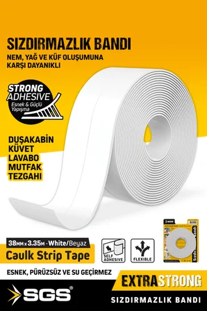 SGS 1241 Küf Tutmaz Duşakabin Küvet Lavabo Su Sızdırmazlık Bandı 38mm x 3.35m