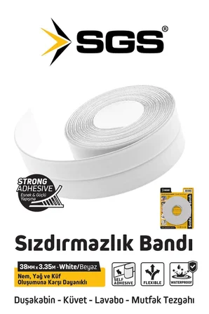 SGS 1241 Küf Tutmaz Duşakabin Küvet Lavabo Su Sızdırmazlık Bandı 38mm x 3.35m