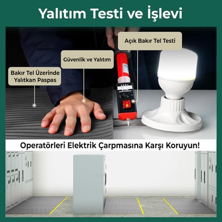100x200 cm İzole Halı 2 mm 1 kV Elektrik Yalıtkan Paspas İş Güvenliği Pano Önü Halısı 200cm