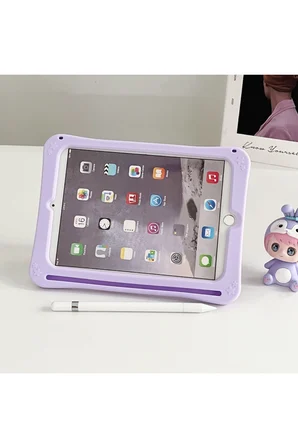 iPad Air 1/2 ve iPad 5/6 Nesil 9.7 inç Uyumlu Standlı Askılı Karakterli Çocuk Kılıfı