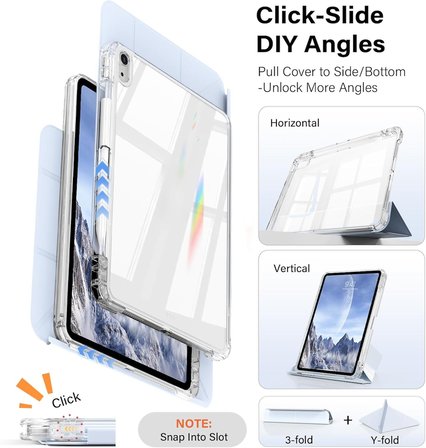 iPad Air 11 inç M4/M3 ve Air 4/5 10.9 inç ile uyumlu Kapağı Ayrılabilir Mıknatıslı Arkası Sert Kılıf