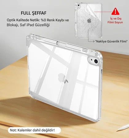 iPad Air 11 inç M4/M3 ve Air 4/5 10.9 inç ile uyumlu Kapağı Ayrılabilir Mıknatıslı Arkası Sert Kılıf