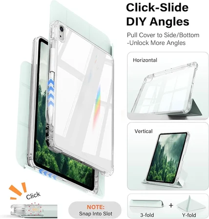 iPad Air 11 inç M4/M3 ve Air 4/5 10.9 inç ile uyumlu Kapağı Ayrılabilir Mıknatıslı Arkası Sert Kılıf