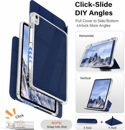 iPad Air 11 inç M4/M3 ve Air 4/5 10.9 inç ile uyumlu Kapağı Ayrılabilir Mıknatıslı Arkası Sert Kılıf
