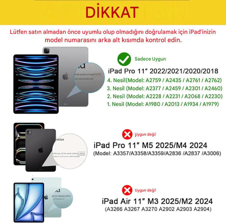 iPad Pro 11 1/2/3/4 Nesiller (2018-2022) ile Uyumlu Köşe Korumalı Şeffaf Esnek Antishock Kılıf