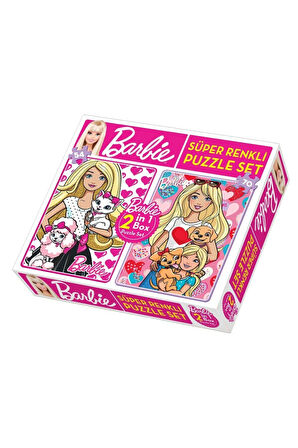 FABBATOYS Süper Renkli 2si1 arada Puzzle Set - Barbie / 54+70 Parça Puzzle