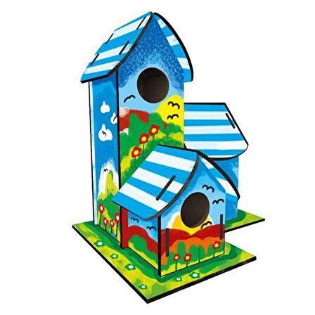 5269 Kumtoys Boyanabilir 3'lü Kuş Evi - Bird House FABBATOYS 