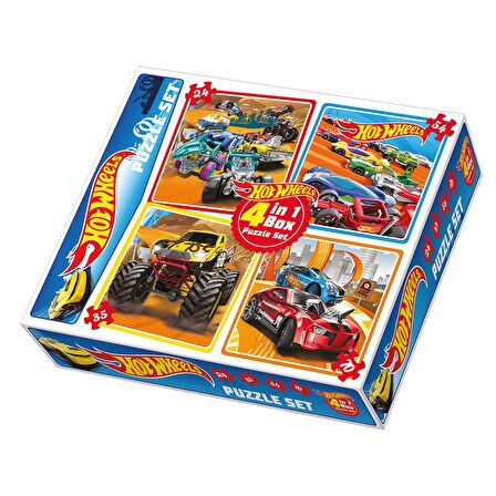 FABBATOYS 4ü1 arada Puzzle Set - Hot Wheels / 24+35+54+70 Parça Puzzle