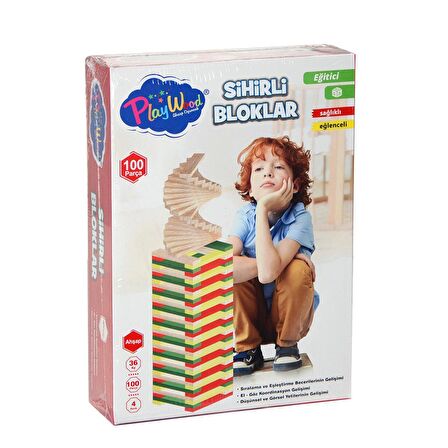 FABBATOYS Ahşap 100 Parça Sihirli Bloklar