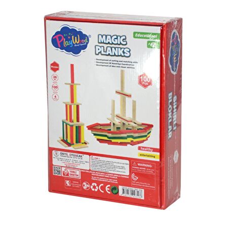 FABBATOYS Ahşap 100 Parça Sihirli Bloklar