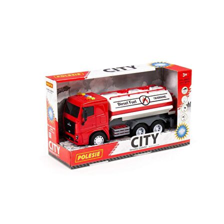 FABBATOYS CITY Sürtmeli V2 Tanker Işıklı ve Sesli Kırmızı Kabin Kutuda 