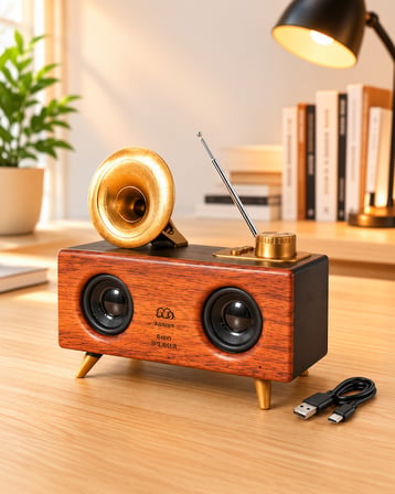 Retro Tasarım Bluetooth Hoparlör 1800 mAh