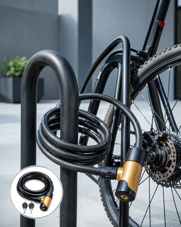 200 cm Çelik Halatlı Motosiklet Kilidi Anahtarlı