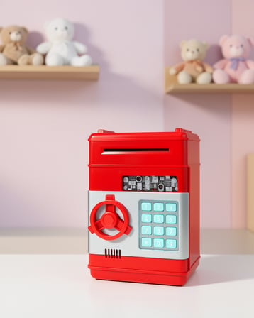 Şifreli Kırmızı ATM Tasarımı Kumbara 1200ml