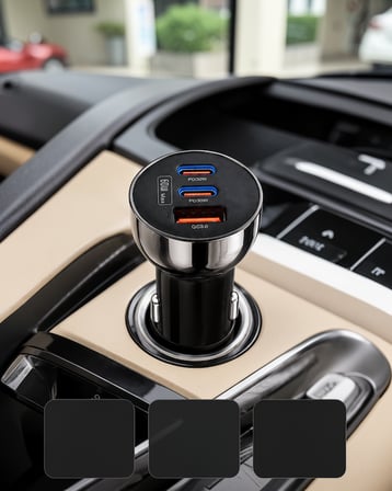 3 Portlu Araç Şarj Adaptörü PD Type-C ve QC3.0 USB