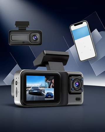 Araç İçi Kamera 3 Kamera Sistemi 2 İnç Full HD