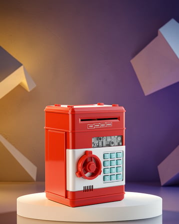 ATM Görünümlü Kırmızı Elektronik Şifreli Kumbara