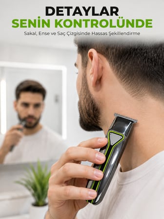 Profesyonel Erkek Tıraş Makinesi 3 Taraklı T Tipi Bıçaklı USB Şarjlı Saç Sakal
