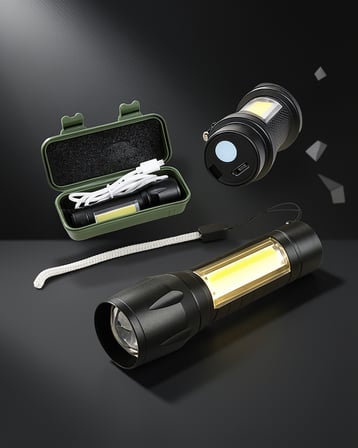 USB Şarjlı Kompakt COB LED El Feneri