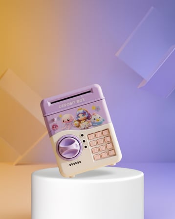 Şifreli Işıklı ATM Tasarımı Kumbara Mor