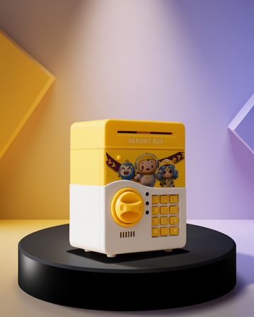 Sarı Elektronik Şifreli Kumbara Otomatik Para Girişli