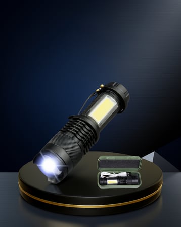 Mini Şarjlı LED El Feneri 2000 Lümen Klipsli