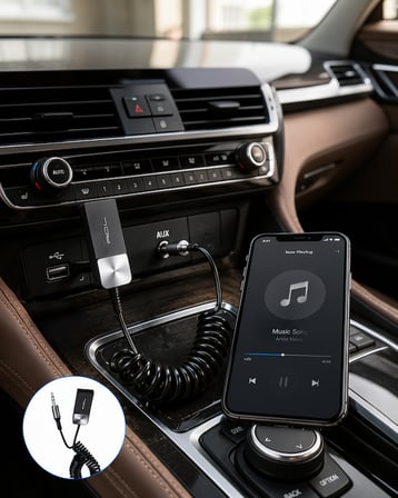 Bluetooth AUX Adaptörü Kablosuz Ses Aktarım