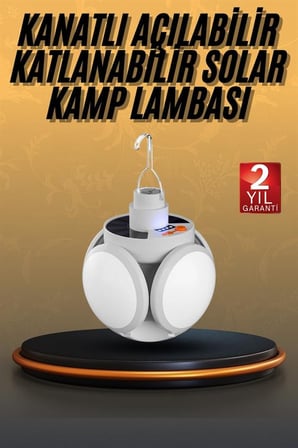 5 Kanatlı Solar Güneş Enerjili USB Şarjlı Taşınabilir Lamba
