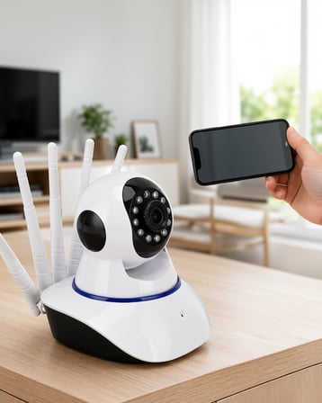Motorlu 1080P Wi-Fi Kamera 5 Antenli LED Aydınlatmalı