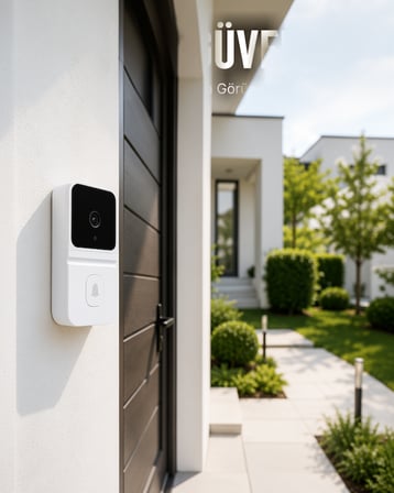 Akıllı Kapı Zili Wi-Fi Bağlantılı HD Kamera Beyaz