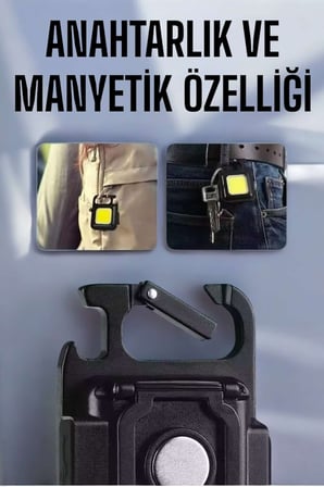 Taşınabilir LED Işık Mıknatıslı 800 Lümen USB Şarjlı