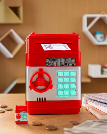 Kırmızı Şifreli ATM Tarzı Kumbara 456 TL