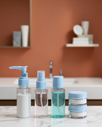 Kompakt 5'li Seyahat Banyo Şişe Takımı Çantalı