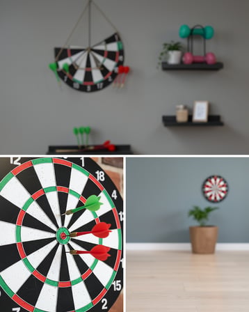 15 İnç Şık Tasarım Dart Tahtası Metal Uçlu 4 Ok Seti