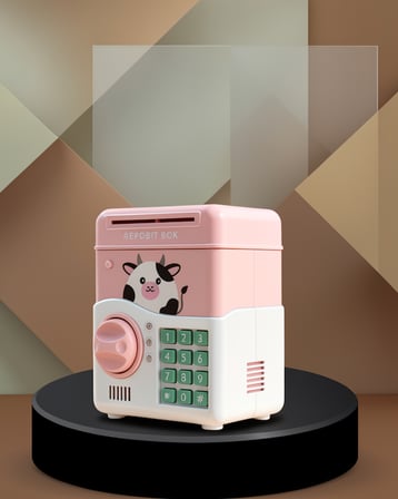 Pembe Şifreli Eğitici ATM Kumbarası