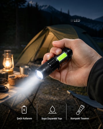 Mini LED El Feneri 2000 Lümen Su Geçirmez